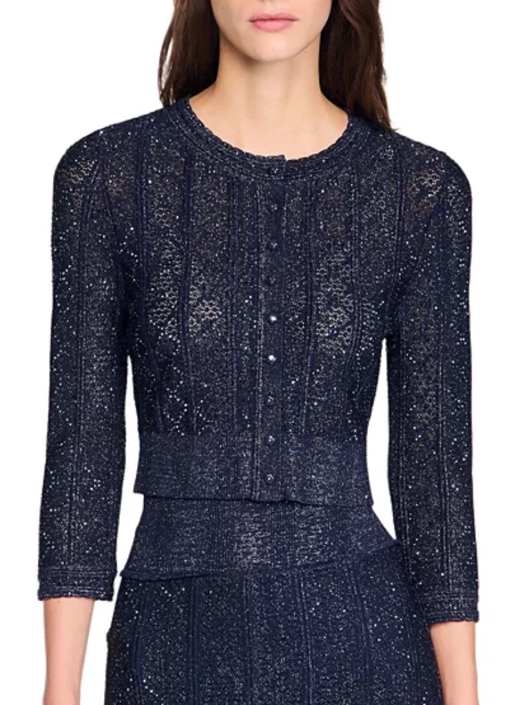 Strass Knit Cropped Cardigan